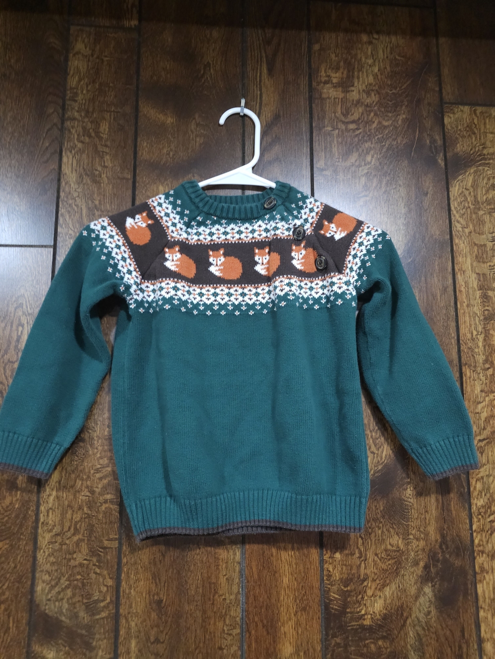 Gymboree Teal Sweater with Fox Fair Isle Yoke